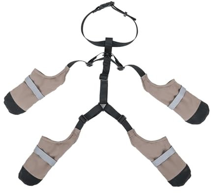 Colcolo Hundestiefel mit Hosenträgern, Rutschfester Pfotenschutz, schmutzabweisende Hundeschuhe zum Laufen, Wandern im Freien, M or L