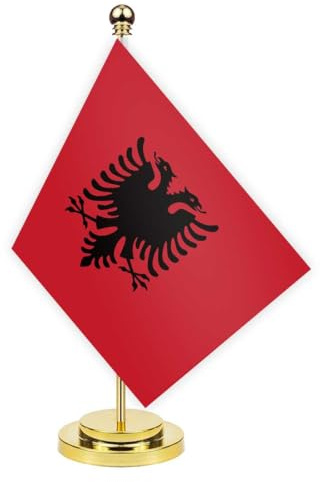 Albanien Schreibtisch Flagge, 30cm großes kleines AlbanAlban Banner im Freien, winziges Drucken Dekor für Büro Home Tisch desk Albania