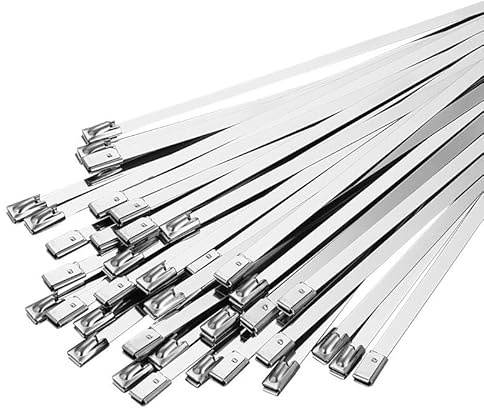 Fascette metalliche, Fascette metalliche in acciaio inossidabile da 100 pezzi di larghezza 7,9 mm 100-1000 mm Fascette for cavi rivestite con avvolgimento di scarico Fascette for cavi di bloccaggio(7.
