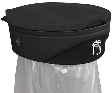 Glasdon Orbis Sack Holder Bin Wall Mounted Clear Bin for Maximum Security Indoor Outdoor Arenas Stations Airports Transport Hubs Robust Long Service life (Black Lid (General Waste))