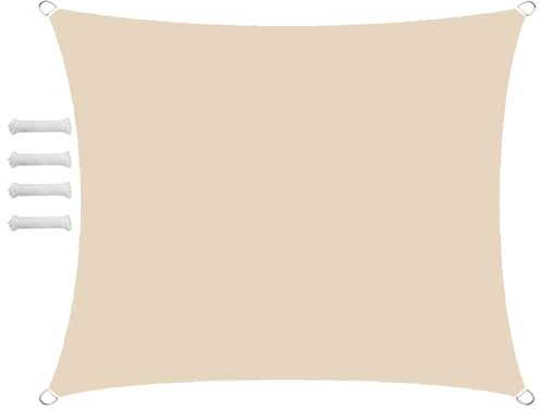 Sonnensegel Wasserdicht Rechteckig 1.5x3.5m Sonnensegel Balkon Sonnenschutz 95% UV Schutz Windschutz für Balkon Garten,mit Ösen und Befestigungsseile Nicht-gerade Weiss
