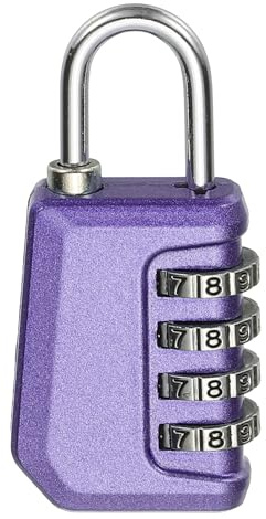 sourcing map Combination Lock, 4 Digit Padlock Combination Outdoor Waterproof Locker Lock for Gym Luggage Home Sports Hasp Storage, Pearl Purple Pack of 1