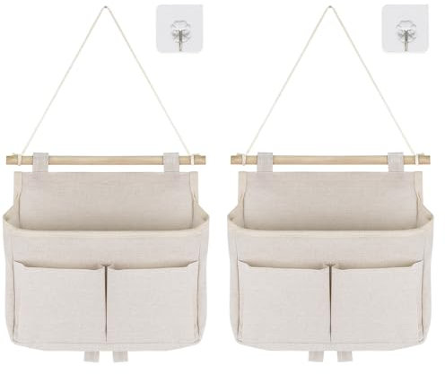 Prmape 2 bolsas de almacenamiento colgantes, alta capacidad, 3 compartimentos con gancho adhesivo, organizador colgante para puerta de baño, organizador colgante para el hogar, escuela, oficina,