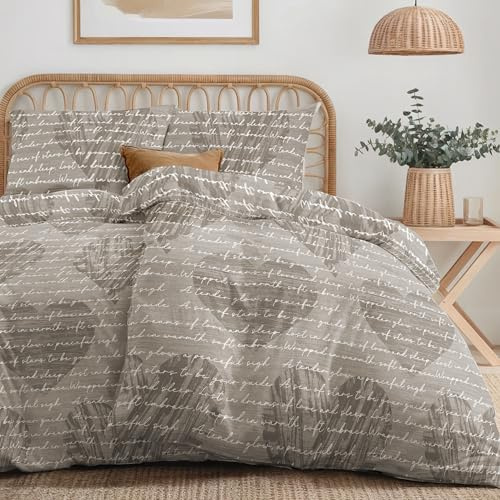 Dreamzie - 4teilig Bettwäsche Set 135x200 cm – Herztext-Muster – mit 2 Kissenbezügen 80x80 cm – Bettbezug aus 100% Mikrofaser – Oeko-Tex Zertifiziert – Ohne Schadstoffe