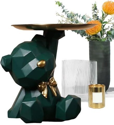 Björnskulptur med bricka | Love Heart Room Decor | SCULPTUR FRANSKA BULDOG