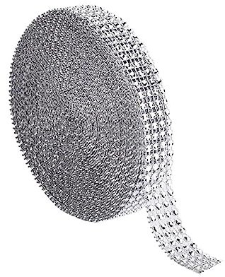 DOITOOL Diamant Mesh Wrap Rolle Funkelndes Band Für Diy Dekoration Silberfarben