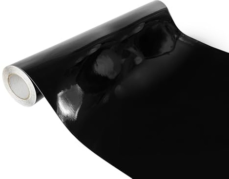 DecoMeister Pellicola Adesiva Auto 100x200 cm - Vinile Wrapping Termoformabile Anti-Bolle e AntiGraffio - Film Protettivo UV per Carrozzeria, Bici, Arredamento - Interno ed Esterno - Nero Lucido