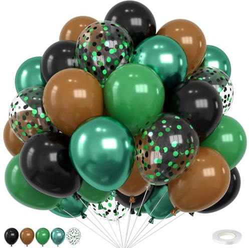 Koboko 30 Stück Gaming Deko Luftballons Grün Schwarz Braun, Videospiel Geburtstag Deko Braune Luftballons Girlande, Helium Ballons Grün Brau, Schwarz Grüne Konfetti Ballons Gamer Miner Party Deko