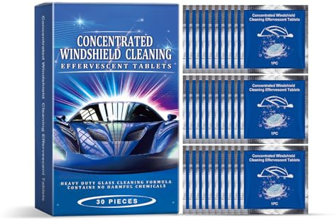 Zkydhbd Lot de 30 tablettes de lave-glace à dissolution rapide toutes saisons, anti-buée, anti-pluie, solution de nettoyage pour vitres de voiture