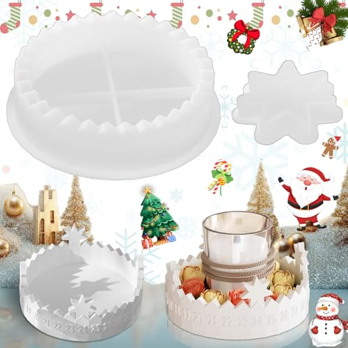 Brateuanoii Silikonformen Gießformen Weihnachten, 3D Advent Calendar Silicone Mould, Weihnachten Gießform Adventskalender Kerzenhalter, Candle Holder Mold Countdown Calendar voor beton