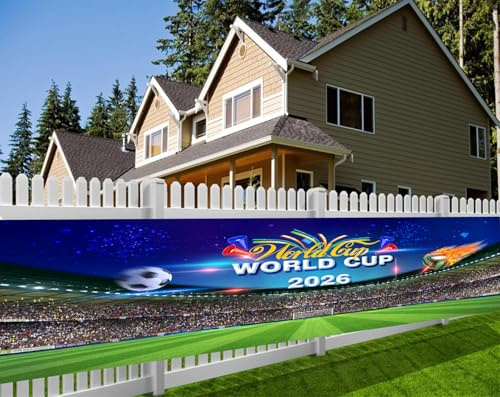 Bandera de la Copa del Mundo 2026, decoración de celebración de fútbol de Estados Unidos, México, Canadá, bandera de tela de 200 x 45 cm de largo, decoración de fiesta de fanáticos del fútbol para la