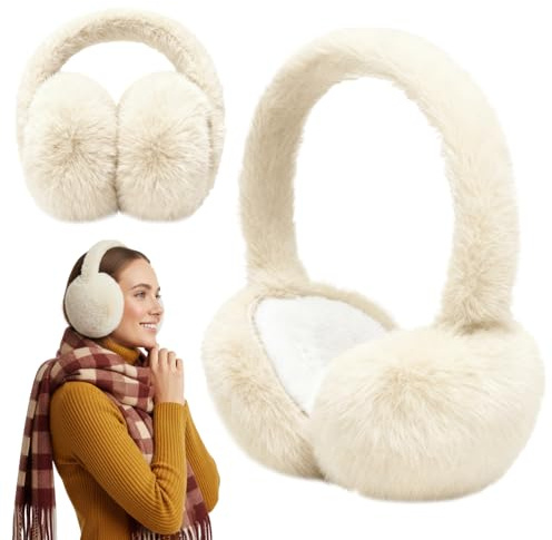 UICCVOKK Warmes Ohrenwärmer Damen, Faltbare Ohrenschützer, Faltbare Flauschige Plüsch Ohrenschützer, Winter Outdoor Bequem Ohrwärmer für Damen Herren Teenager Stylische Ohrbedeckungen