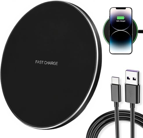 Caricatore Wireless 35W Qi Ricarica Rapida per Galaxy S25/S24/S23/S22/S21/S20, Phone 16/15/14/13/12/11/XS/SE, Base Antiscivolo LED Intelligenti, Adattatore di Alimentazione Universale di Tipo C