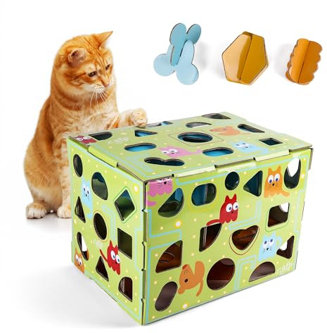 ALL FOR PAWS Katzen-Futter-Spielzeug, Interaktive Leckerli-Spielbox für Katzen, Futterlabyrinth-Box als Langsamfütterer für Hauskatzen