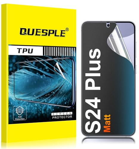QUESPLE [3 Stück] Matt Schutzfolie für Samsung Galaxy S24 Plus 5G, Anti-Fingerabdruck, Blendschutz Matte Weich TPU Folie, Ultra-Klar Fingerabdruck-ID Unterstützen Displayschutzfolie