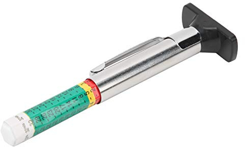 Fdit Misuratore di profondità del Battistrada dei Pneumatici, Strumento di Misurazione Digitale 0-25 Mm con Tasca in Acciaio Inossidabile e Indicatore di Usura (Bicolore)