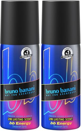 bruno banani bb Energy Deodorant Body Spray, holziger, maskuliner Fougère-Duft, vegane Formel, langanhaltendes Deo, 150 ml (Packung mit 2)