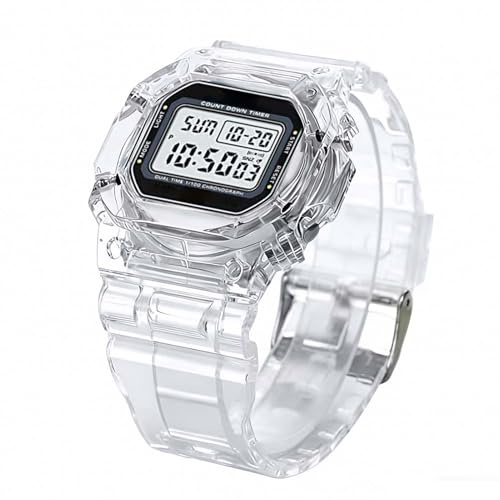 Reloj Impermeable Reloj De Pulsera Unisex Transparente con Display De Fecha | Reloj Deportivo Casual con Luz de Fondo Para Senderismo Ciclismo Natación Acampada Carrera Nocturna Fitness Diario