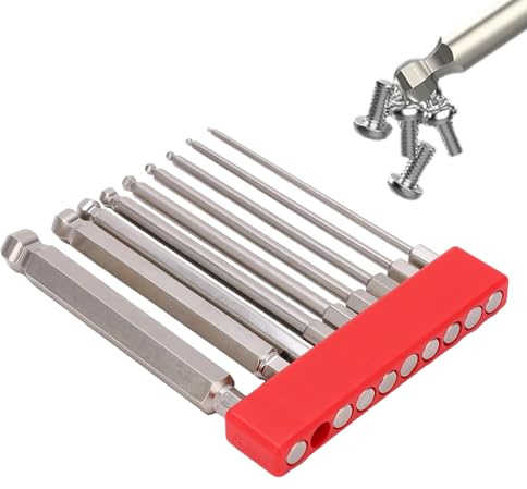 Set di punte da trapano per chiave a brugola - 9 pezzi magnetici con estremità sferica, kit di cacciaviti esagonali con lega per forare, cemento, granito, pareti, legno, piastrelle, porcellana