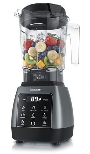 Arendo – Standmixer mit Touchpanel – 2000 Watt Hochleistungsmixer - 9 Geschwindigkeitsstufen – 24.000 U/min – Pulsfunktion – 5 Automatikprogramme – Mixer mit Display – 6 Messer aus Edelstahl