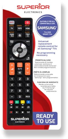 Superior SAMSUNG Replacement - Telecomando di ricambio universale compatibile con tutti i TV e SMART TV di marca SAMSUNG - Pronto all'uso non richiede programmazione - SUPTRB008