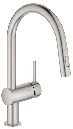 GROHE 31378DC3 Minta Single-Handle Kitchen Faucet, Super Steel Infinity Finish