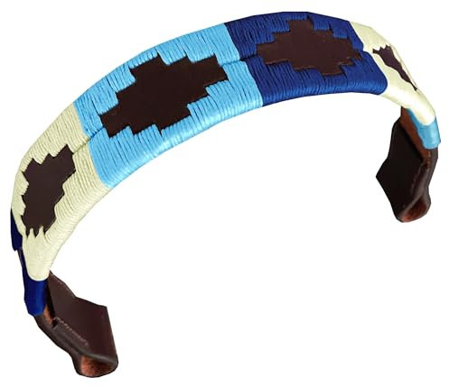 CARLOS DIAZ Designer Echtes Leder Gewachstes Besticktes Gaucho Polo Pferd Zaumzeug Stirnband (Pony 14 Zoll)