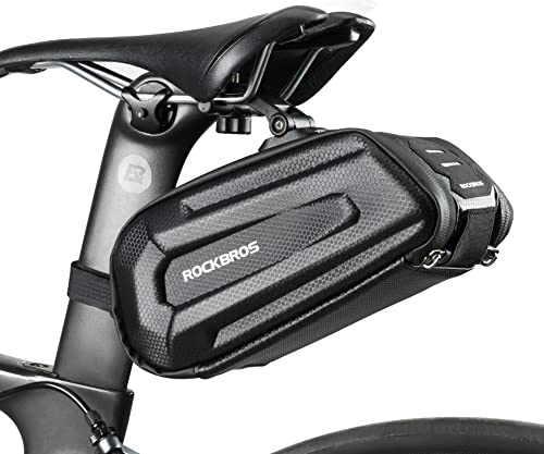 ROCKBROS Bicycle Saddle Bag Under Seat - 3D Hard Shell Bike Seat Bag With Silver Reflective Strip for Mountain Road Bikes, Quick Release 1.7L