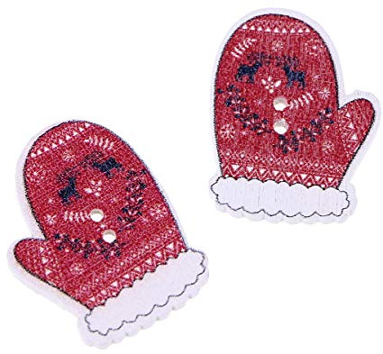 EXCEART 50 StüCk HolzknöPfe Weihnachten HandschuhknöPfe Aus Holz FüR Diy NäHen Basteln Kleine Handgefertigte KnöPfe FüR Kinderkleidung Und Bastelprojekte