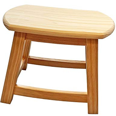 Acan Tradineur - Taburete de Madera Maciza Natural sin Tratar 29,6 x 34,7 x 27 cm, banqueta rústica, reposapiés