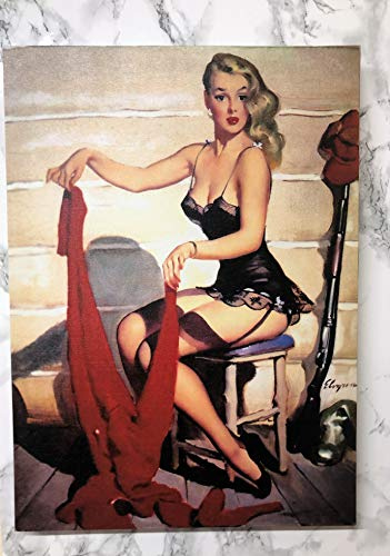 Mezzaluna Gifts Olio su Tela Retro Vintage Seduttrice Wall Art (SCIARPA ROSSA H 46 cm x L 34 cm x P 2 cm)