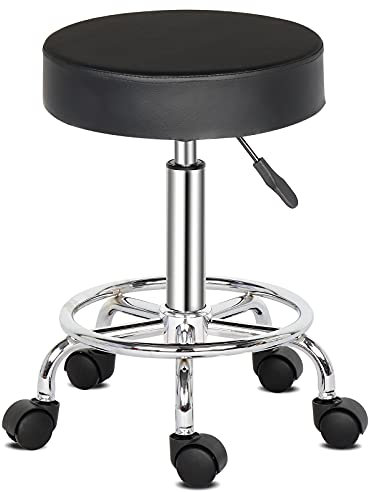 Alightup Tabouret de Bureau Tabouret à roulettes Professionnel Rotation à 360° Chaise a Roulette Salon de Massage Cuisine Bureau Hauteur Réglable Noir3