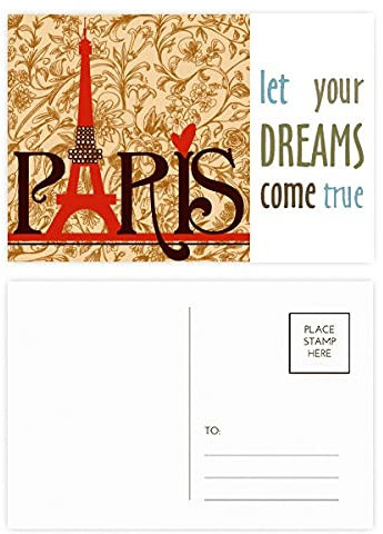 Eiffelturm Paris Frankreich Landstadt Kultur Traum kommen wahr Postkarten-Set Dankeskarten Postkarten Postkarten Postkarten Seite 20 Stück
