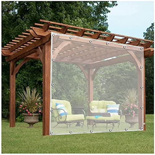 HLJPL Exterior Impermeable Cortina, Transparente Plástico Lona con Ojales PVC Tarea Pesada Impermeable Lona Panel for Pérgola, Terraza, Cortinas Laterales (Color : Transparente, Tamaño : 2x2m)
