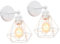TOKIUS Wandlampe Vintage 16CM Wandleuchte Innen im Industrial Design Retro E27 Lampe aus Eisen Käfig Lampenschirm Verstellbare Deckenleuchte für Flur Wohnzimmer (2 Stücke, Weiß)
