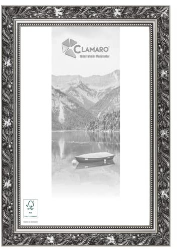 CLAMARO 'LUDWIG' Bilderrahmen Antik 60x80 Massivholz | Schwarz Grau Silber | Shabby Chic Vintage Barock | Holzrahmen inkl. Acrylglas, Rückwand, Aufhänger (Querformat & Hochformat)