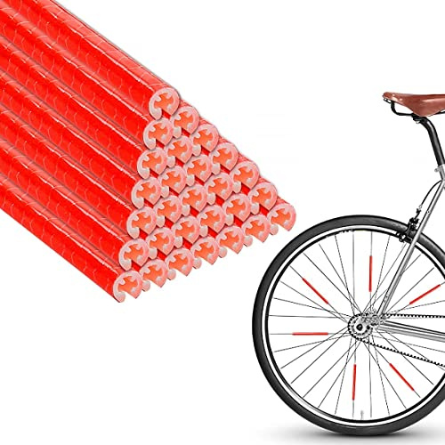Jagowa 48PCS Cycling Reflectors Wheels Lights Reflective Clips Warning Spoke Lights High Visibility For Night(Red)