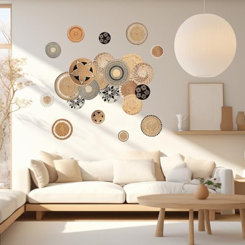 PLIGREAT 2 Feuilles D'Autocollants Muraux Autocollant De Style Bohème Amovible Panier De Style Bohème Stickers Muraux Salon Chambre Bureau Décoration