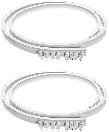 QWORK® -2 piezas riel de plástico flexible de 2 m, aleación de plástico para ventanas y balcones, pista curvada suave, riel deslizante accesorios