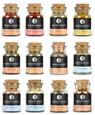 Ankerkraut Gewürz Set mit 12 Gewürzen: Best of Ankerkraut 4, leckere Zutaten für vielfältigen Geschmack in der Küche und am Grill, Fleisch und Gemüse im Handumdrehen zubereiten…