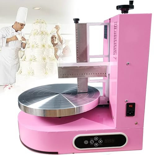 Qiang 4-12inch Birthday Cake Baking Tools Bakery Equipment Birthday Cake Automatic Decorating Cream Depositor Smoother Frosting Coating Icing Spreading Machine,Pink