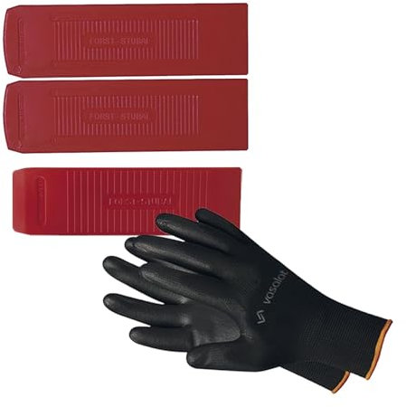 Stubai Forstkeil Forst Zubehör Wald - 2x Fällkeil 180x65mm + 1x Nachsetzkeil 200mm aus schlagfestem Kunststoff rot