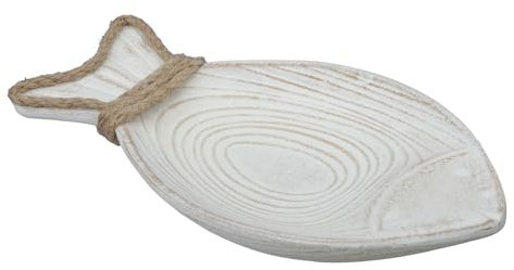 Cuenco decorativo de pescado de madera o141, decoración marítima, shabby chic, blanco, 20 x 12 cm, madera, peces, comunión, anillo, decoración, confirmación, marítimo, mar del Norte, bautismo, pez de