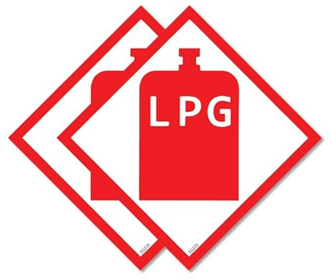2 PACK - 140mm X 140mm LPG Self Adhesive Stickers - Water Proof - Sign, Notice, Decal, Warning, Campervan, Van, Car SG235