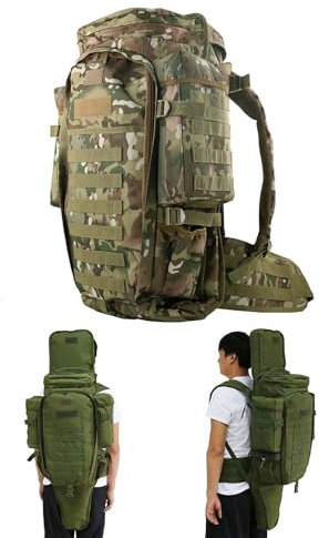 WPJBDS Taktischer Gewehrrucksack,Taktischer Rucksack Militar Wanderrucksack Mit Gewehrhalter,Wasserdicht Waffentasche für Langwaffen Airsoft Waffen Rucksack für Reisen Camping Jagd Trekking Klettern