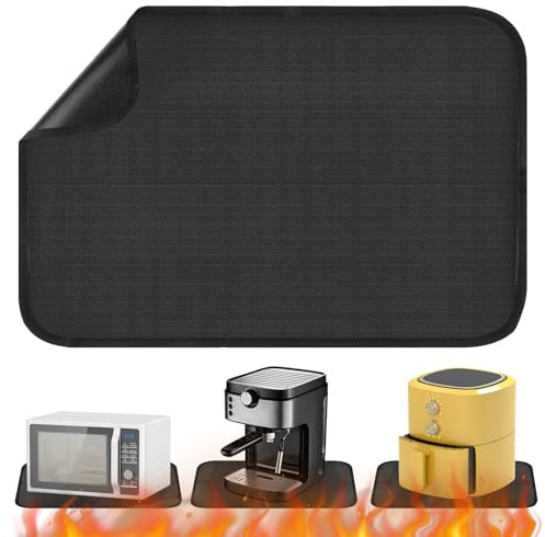 Feuerfeste Hitzebeständige Unterlage für Elektrogeräte, Hitzeschutzmatte | 60 x 40 cm, Rutschfest und Wasserdicht, Feuerschutzmatte für Luftfritteuse Tischplatte Mikrowelle Kaffeemaschine