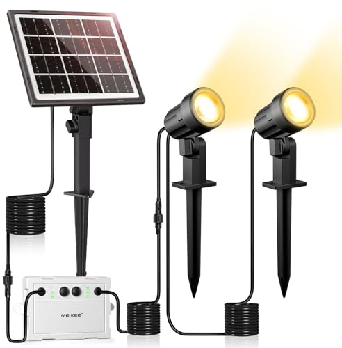 MEIKEE Solar Strahler 2 Stück 2700K Warmweiß Gartenbeleuchtung Solar