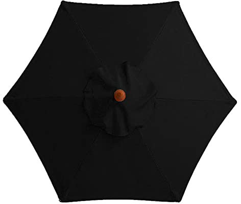 Terrassenschirm-Abdeckung für 2 m, 2,7 m, 3 m, UV-Schutz, wasserdicht, Ersatzstoff, schwarzer Stoff für Gartenschirm (2 m)