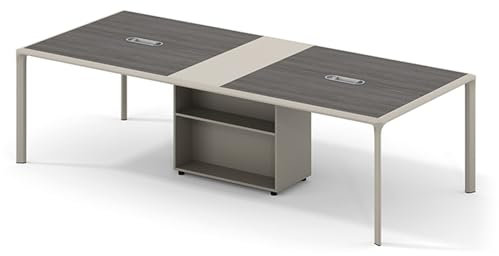 Konferenztisch mit Schließfächern, Büro, Besprechungstisch für 10 bis 12 Personen, Spleißtisch, Schreibtisch, Schulungstisch, Seminarraum-Möbel (120 x 60 x 75 cm)