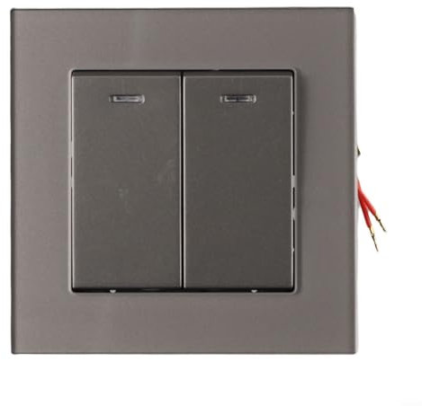 Interruptor Empotrable De Pared De Cristal Templado - Interruptor Doble，Fácil De Limpiar Con Indicador Fluorescente (gris)